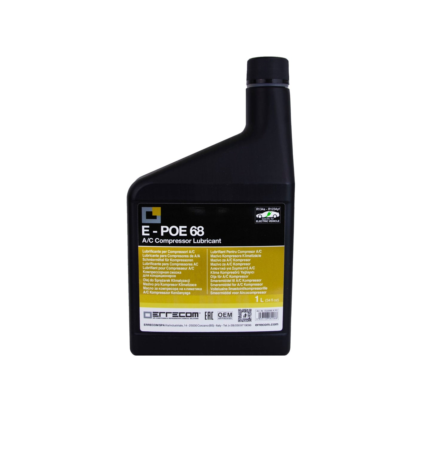 Ulei pentru compresor AC Errecom E-POE 68 (Vehicule Electrice/Hibride), 1 Litru